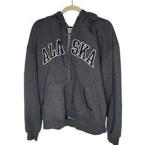 Alaska Gray Zip Up Jacket Unisex size xlarge Patch Jacket Soft and Comfy